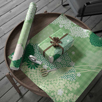 Green Palaka Japanese Patterns Wrapping Paper Asanoha Seigaiha Sakura Motif LT14 - Polynesian Pride