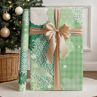 Green Palaka Japanese Patterns Wrapping Paper Asanoha Seigaiha Sakura Motif LT14 - Polynesian Pride