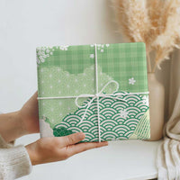 Green Palaka Japanese Patterns Wrapping Paper Asanoha Seigaiha Sakura Motif LT14 - Polynesian Pride
