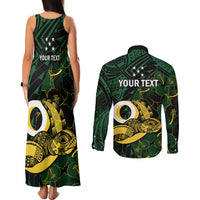 Personalised Solomon Islands Western Province Day Couples Matching Tank Maxi Dress and Long Sleeve Button Shirt Sea Turtle Mix Polynesian Hibiscus Pattern LT14 - Polynesian Pride