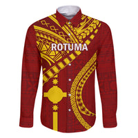 Personalised Fiji Rotuma Family Matching Short Sleeve Bodycon Dress and Hawaiian Shirt Fijian Tapa Pattern LT14 Dad's Shirt - Long Sleeve Maroon - Polynesian Pride