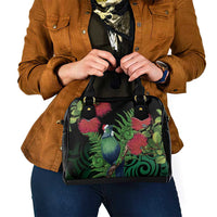 New Zealand Tui Bird Christmas Shoulder Handbag Maori Fern Mix Pohotukawa
