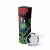 New Zealand Tui Bird Christmas Skinny Tumbler Maori Fern Mix Pohotukawa