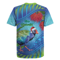 New Zealand Takahe Christmas Rugby Jersey Maori Fern Mix Pohotukawa