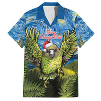 Personalised Jumping Kakapo Christmas Hawaiian Shirt New Zealand Fern - Starry Night Style LT14 Green - Polynesian Pride