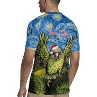Personalised Jumping Kakapo Christmas Rugby Jersey New Zealand Fern - Starry Night Style