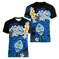 Hafa Adai Guam Women V Neck T Shirt Guahan Sea Turtle Tropical Style LT14 - Polynesian Pride
