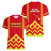 Hawaii Mauna Kea Women V Neck T Shirt Hawaiian Kakau Tribal Pattern LT14 - Polynesian Pride