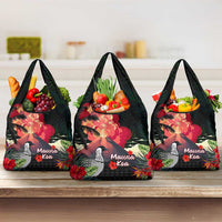 Hawaii Mauna Kea Grocery Bag White Mountain With Nene Tropical Vibes LT14 3-pack One Size Black - Polynesian Pride