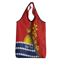Personalised Mauri Kiribati Grocery Bag Polynesian Ribaberiki Flag Style Mix Plumeria