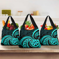 Turquoise New Zealand Mangopare Grocery Bag Aotearoa Maori Koru Style LT14 3-pack One Size Turquoise - Polynesian Pride