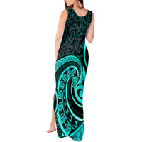 Turquoise New Zealand Mangopare Tank Maxi Dress Aotearoa Maori Koru Style LT14 - Polynesian Pride