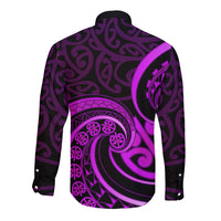 Purple Aotearoa Mangopare Long Sleeve Button Shirt NZ Maori Koru Style LT14 - Polynesian Pride