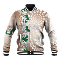 Cook Islands Tiare Maori With Conch Shell Baseball Jacket 2025 Pasifika Polynesian Tattoo LT14 Unisex Brown - Polynesian Pride
