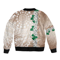 Cook Islands Tiare Maori With Conch Shell Bomber Jacket 2025 Pasifika Polynesian Tattoo