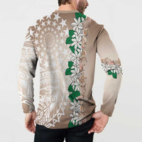 Cook Islands Tiare Maori With Conch Shell Button Sweatshirt 2025 Pasifika Polynesian Tattoo LT14 - Polynesian Pride