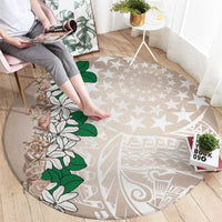Cook Islands Tiare Maori With Conch Shell Round Carpet 2025 Pasifika Polynesian Tattoo LT14 - Polynesian Pride