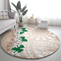 Cook Islands Tiare Maori With Conch Shell Round Carpet 2025 Pasifika Polynesian Tattoo LT14 - Polynesian Pride