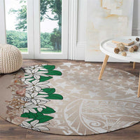 Cook Islands Tiare Maori With Conch Shell Round Carpet 2025 Pasifika Polynesian Tattoo LT14 - Polynesian Pride
