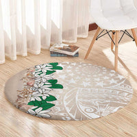 Cook Islands Tiare Maori With Conch Shell Round Carpet 2025 Pasifika Polynesian Tattoo LT14 - Polynesian Pride