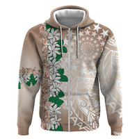 Cook Islands Tiare Maori With Conch Shell Zip Hoodie 2025 Pasifika Polynesian Tattoo