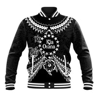 Kia Orana Cook Islands Baseball Jacket 2025 Pasifika Polynesian Turtle Black Color LT14 Unisex Black - Polynesian Pride
