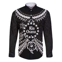Kia Orana Cook Islands Family Matching Long Sleeve Bodycon Dress and Hawaiian Shirt 2025 Pasifika Polynesian Turtle Black Color
