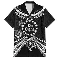 Kia Orana Cook Islands Family Matching Off The Shoulder Long Sleeve Dress and Hawaiian Shirt 2025 Pasifika Polynesian Turtle Black Color