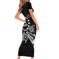 Kia Orana Cook Islands Family Matching Short Sleeve Bodycon Dress and Hawaiian Shirt 2025 Pasifika Polynesian Turtle Black Color