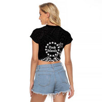 Kia Orana Cook Islands Raglan Cropped T Shirt 2025 Pasifika Polynesian Turtle Black Color LT14 - Polynesian Pride