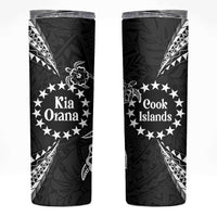 Kia Orana Cook Islands Skinny Tumbler 2025 Pasifika Polynesian Turtle Black Color