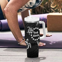 Kia Orana Cook Islands Tumbler With Handle 2025 Pasifika Polynesian Turtle Black Color LT14 - Polynesian Pride