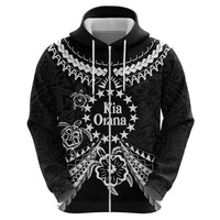 Kia Orana Cook Islands Zip Hoodie 2025 Pasifika Polynesian Turtle Black Color