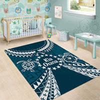 Kia Orana Cook Islands Area Rug Polynesian Turtle Crowberry Blue Color