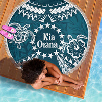 Kia Orana Cook Islands Beach Blanket Polynesian Turtle Crowberry Blue Color LT14 - Polynesian Pride