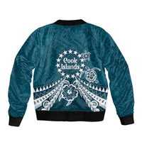Kia Orana Cook Islands Bomber Jacket Polynesian Turtle Crowberry Blue Color