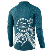 Kia Orana Cook Islands Button Sweatshirt Polynesian Turtle Crowberry Blue Color LT14 - Polynesian Pride