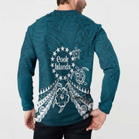 Kia Orana Cook Islands Button Sweatshirt Polynesian Turtle Crowberry Blue Color LT14 - Polynesian Pride