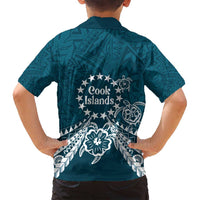 Kia Orana Cook Islands Family Matching Tank Maxi Dress and Hawaiian Shirt Polynesian Turtle Crowberry Blue Color