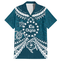 Kia Orana Cook Islands Family Matching Tank Maxi Dress and Hawaiian Shirt Polynesian Turtle Crowberry Blue Color