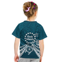Kia Orana Cook Islands Kid T Shirt Polynesian Turtle Crowberry Blue Color