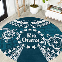 Kia Orana Cook Islands Round Carpet Polynesian Turtle Crowberry Blue Color LT14 Crowberry Blue - Polynesian Pride