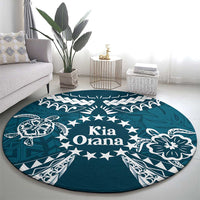 Kia Orana Cook Islands Round Carpet Polynesian Turtle Crowberry Blue Color LT14 - Polynesian Pride