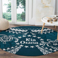 Kia Orana Cook Islands Round Carpet Polynesian Turtle Crowberry Blue Color LT14 - Polynesian Pride