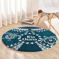 Kia Orana Cook Islands Round Carpet Polynesian Turtle Crowberry Blue Color LT14 - Polynesian Pride