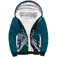 Kia Orana Cook Islands Sherpa Hoodie Polynesian Turtle Crowberry Blue Color LT14 Unisex Crowberry Blue - Polynesian Pride