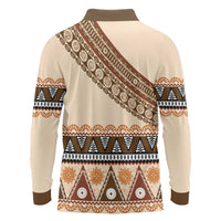 Bula Fiji Long Sleeve Polo Shirt 2025 Pasifika Traditional Fijian Masi