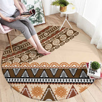 Bula Fiji Round Carpet 2025 Pasifika Traditional Fijian Masi LT14 - Polynesian Pride
