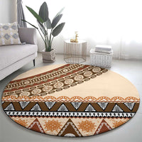 Bula Fiji Round Carpet 2025 Pasifika Traditional Fijian Masi LT14 - Polynesian Pride