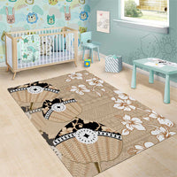 Bula Fiji Iri Buli Area Rug Woven Fan With Fijian Tapa